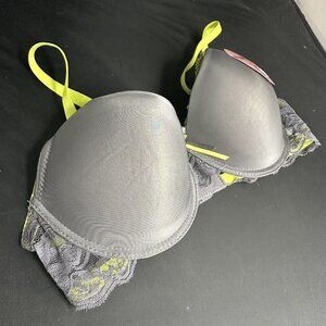 Angelina Grey Green Bra Silky Lace Detail Convertible Removable AdjustableStraps